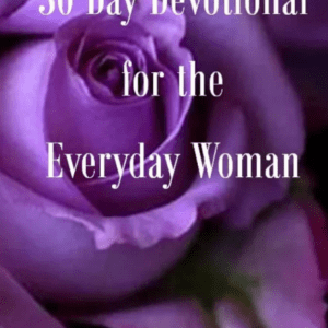 The image is a book cover with a purple rose, titled 30 Day Devotional for the Everyday Woman by Diana C. Hill.